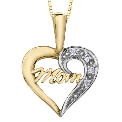 Mom Diamond Heart Pendant