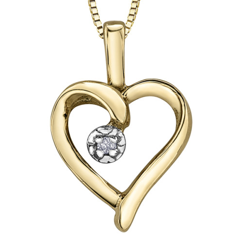 Diamond Heart Pendant- Yellow Gold