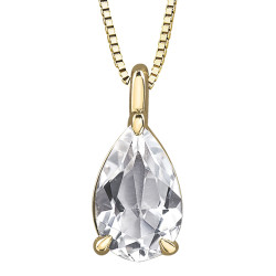 White Topaz Pear Shape Solitaire Pendant