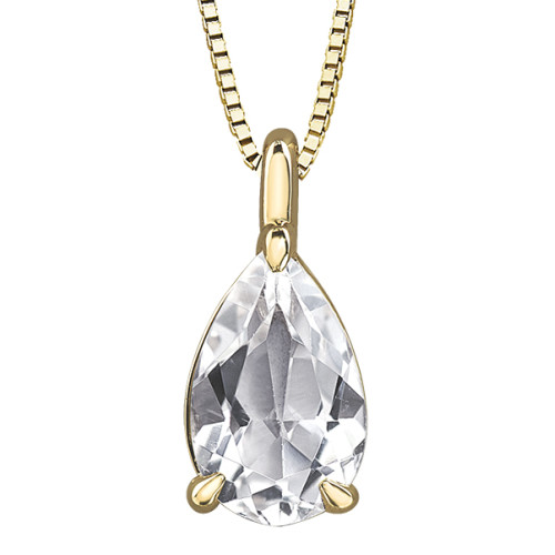 White Topaz Pear Shape Solitaire Pendant