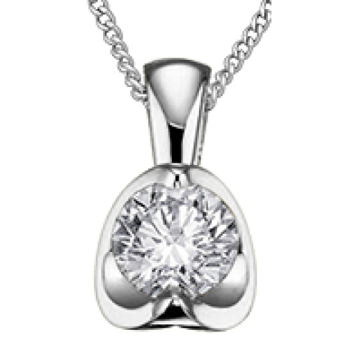 Tension Set Diamond Pendant- White Gold