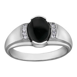 Onyx and Diamond Gents Ring- 0.07ct TDW