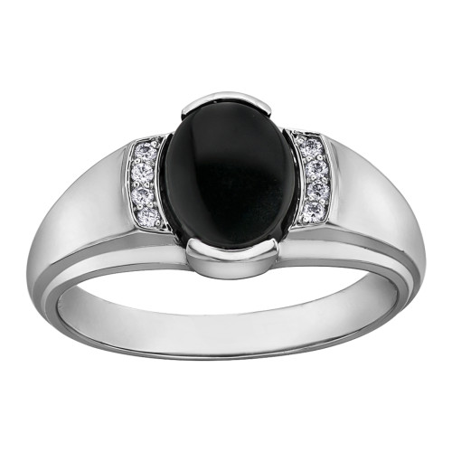 Onyx and Diamond Gents Ring- 0.07ct TDW