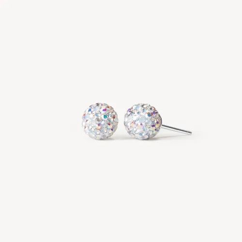 Snowflake Holiday Sparkle Ball Stud Earrings - 8mm - Hillberg & Berk Limited Edition