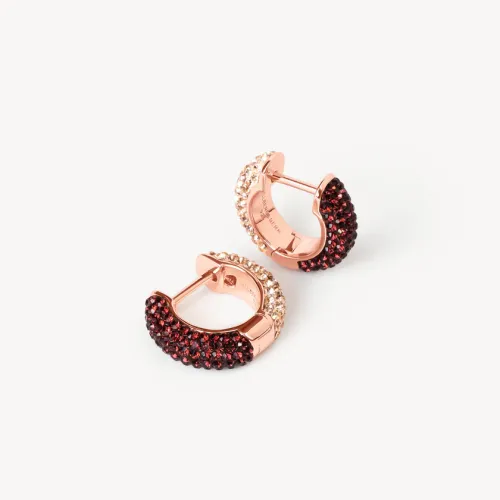 Merlot & Rose Gold Reversible Sparkle Hoop Earrings - Hillberg & Berk