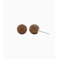 Chocolate Icecream Sparkle Ball Stud Earrings 10mm - Hillberg & Berk Limited Edition