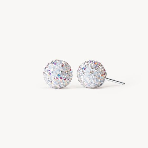 Snowflake Holiday Sparkle Ball Stud Earrings - 10mm - Hillberg & Berk Limited Edition