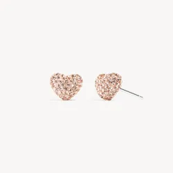 Rose Gold Sparkle Heart Stud Earrings -  Hillberg & Berk