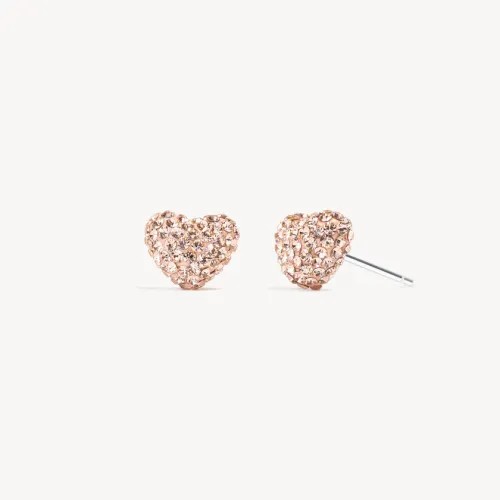 Rose Gold Sparkle Heart Stud Earrings -  Hillberg & Berk