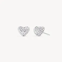 White Sparkle Heart Stud Earrings -  Hillberg & Berk