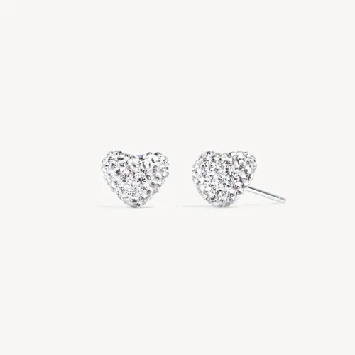 White Sparkle Heart Stud Earrings -  Hillberg & Berk