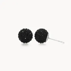 Black Sparkle Ball Stud Earrings 10mm - Hillberg & Berk