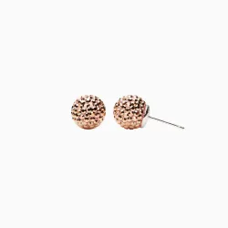 Gilded Rose Gold Sparkle Ball Stud Earrings 10mm - Hillberg & Berk