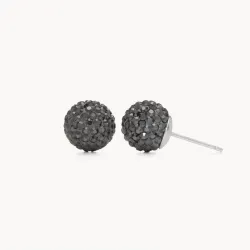 Hematite Sparkle Ball Stud Earrings 10mm - Hillberg & Berk