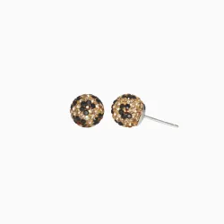 Leopard Sparkle Ball Stud Earrings 10mm - Hillberg & Berk