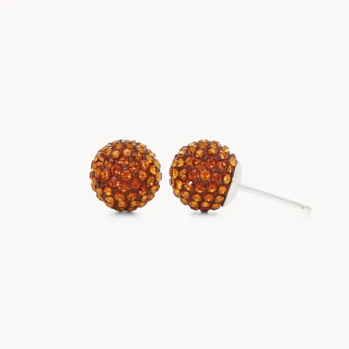 Light Amber Sparkle Ball Stud Earrings (10mm)- Hillberg & Berk LIMITED EDITION