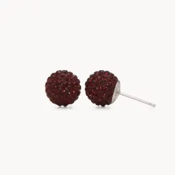 Merlot Sparkle Ball Stud Earrings 10mm - Hillberg & Berk