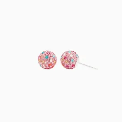 Pink Birthday Cake Sparkle Ball Stud Earrings 10mm - Hillberg & Berk