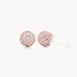 Pink Champagne Sparkle Ball Stud Earrings 10mm - Hillberg & Berk