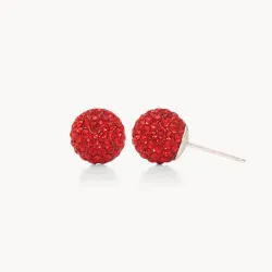 Red Sparkle Ball Stud Earrings 10mm - Hillberg & Berk