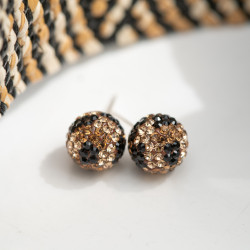 Tortoise Shell Sparkle Ball Stud Earrings 10mm - Hillberg & Berk