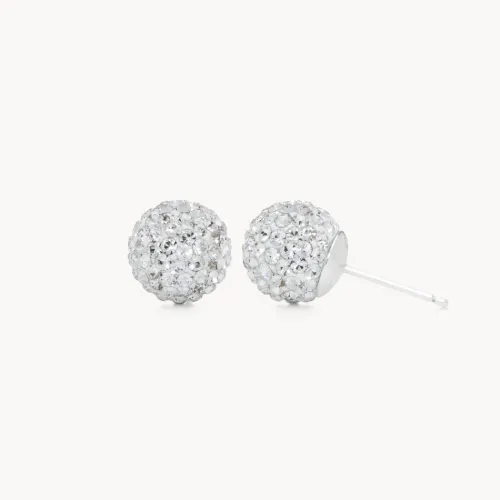 White Sparkle Ball Stud Earrings 10mm - Hillberg & Berk