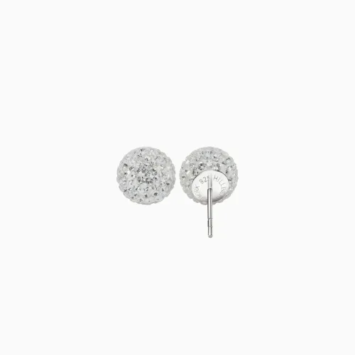 White Sparkle Ball Stud Earrings 12mm - Hillberg & Berk