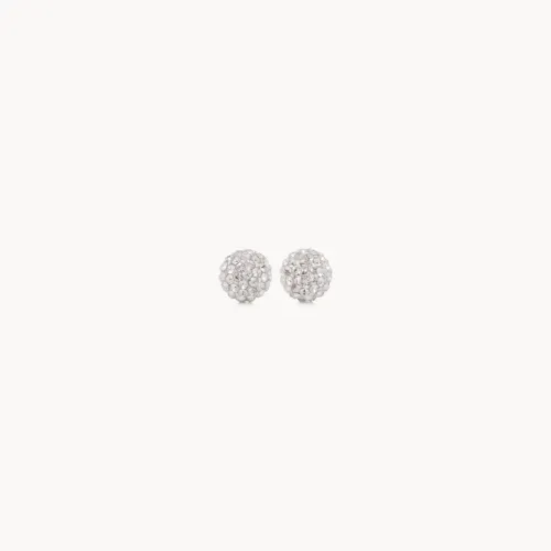 White Sparkle Ball Stud Earrings 6mm - Hillberg & Berk