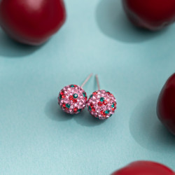 Cherry Sparkle Ball Stud Earrings 8mm - Hillberg & Berk