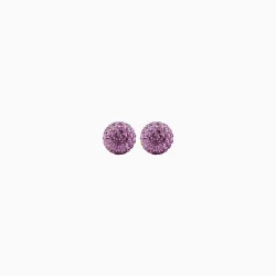 Birthstone (February) Sparkle Ball Stud Earrings 8mm - Hillberg & Berk
