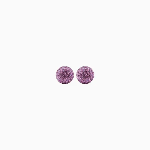 Birthstone (February) Sparkle Ball Stud Earrings 8mm - Hillberg & Berk