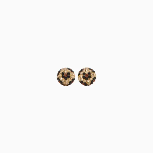 Leopard Sparkle Ball Stud Earrings 8mm - Hillberg & Berk