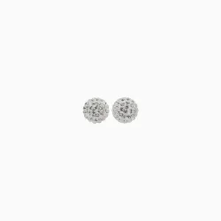 White Sparkle Ball Stud Earrings 8mm - Hillberg & Berk