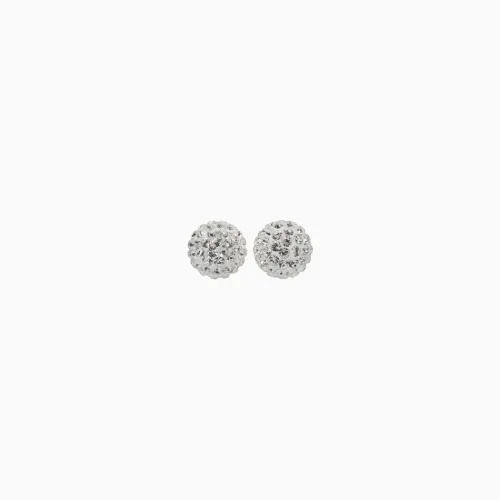 White Sparkle Ball Stud Earrings 8mm - Hillberg & Berk