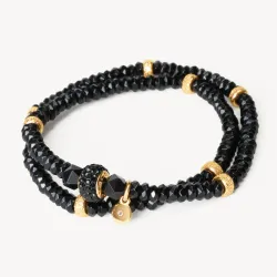 Black Sparkle Double Wrap Bracelet- Hillberg & Berk