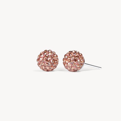 Desert Rose Sparkle Ball Stud Earrings - 8mm - Hillberg & Berk