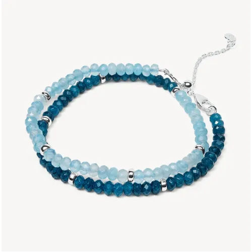 Blue Chalcedony Gemstone Versa Wrap Bracelet- Hillberg & Berk