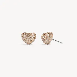 Soft Gold Sparkle Heart Stud Earrings -  Hillberg & Berk