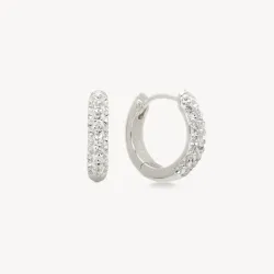 White Always On Sparkle Hoop Earrings - Hillberg & Berk
