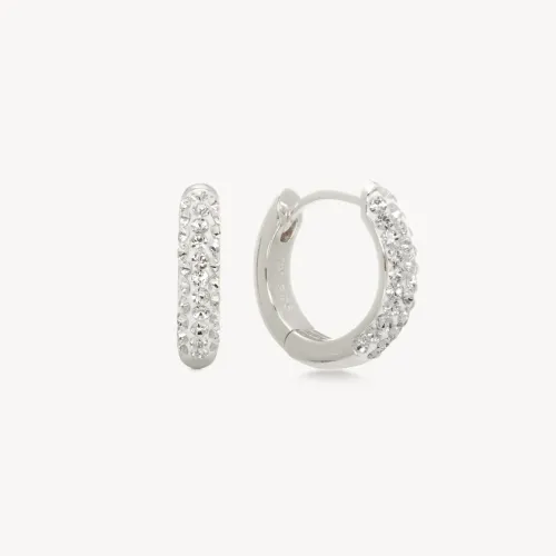White Always On Sparkle Hoop Earrings - Hillberg & Berk