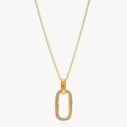 Gold Link Pendant Sparkle Necklace - Hillberg & Berk