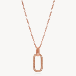 Rose Gold Link Pendant Sparkle Necklace - Hillberg & Berk