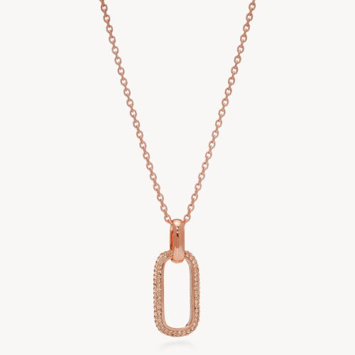 Rose Gold Link Pendant Sparkle Necklace - Hillberg & Berk