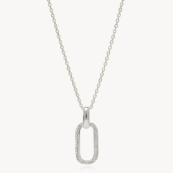 White Link Pendant Sparkle Necklace - Hillberg & Berk