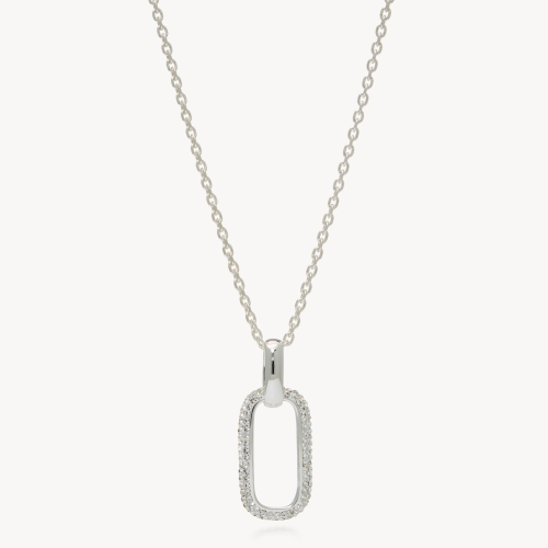 White Link Pendant Sparkle Necklace - Hillberg & Berk