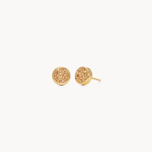 Gold Sparkle Bezel Stud Earrings 8mm - Hillberg & Berk