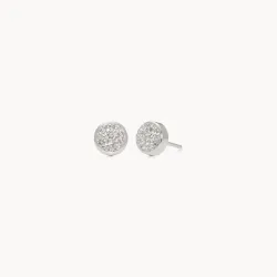 White Sparkle Bezel Stud Earrings - Hillberg & Berk