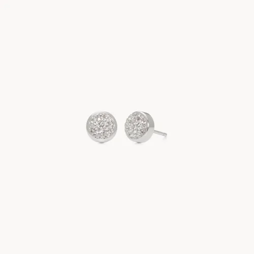 White Sparkle Bezel Stud Earrings - Hillberg & Berk