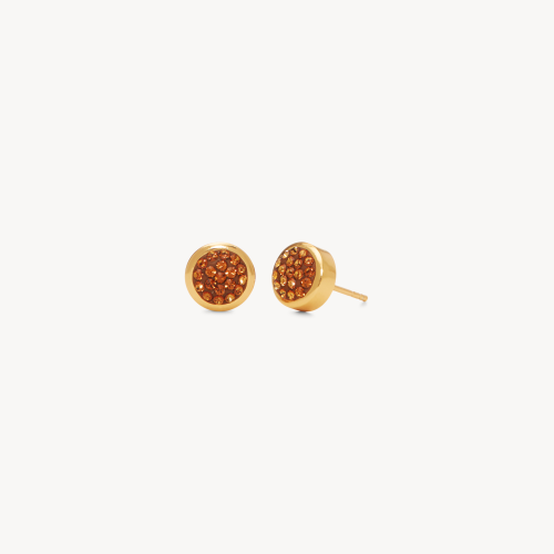 Light Amber Sparkle Bezel Stud Earrings- Hillberg & Berk LIMITED EDITION