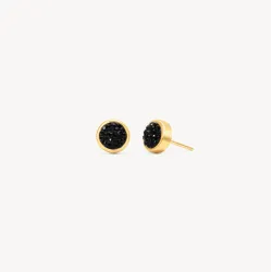 Black Sparkle Bezel Stud Earrings - Hillberg & berk